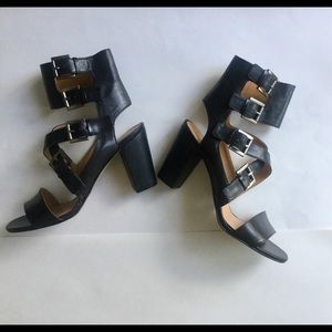 Black gladiator high heel sandals, Nine West, sz 8